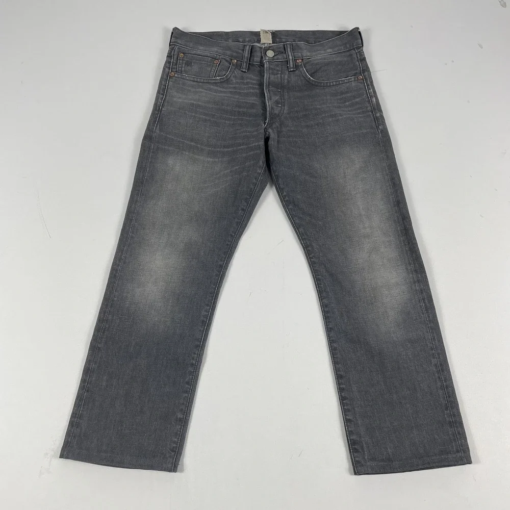 RRL Double RL Slim Fit Jeans Mens 30x26 Gray Medium Wash Japanese Selvedge Denim